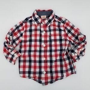 Gymboree Button Down Plaid Polo Shirt 12-18m